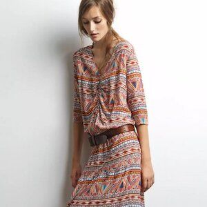 Ba&sh Price Mini Dress in Multicolor Orange Green White Cream Ivory Print